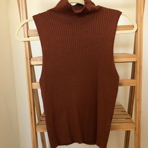 Anthropologie Brown Sleeveless Turtleneck